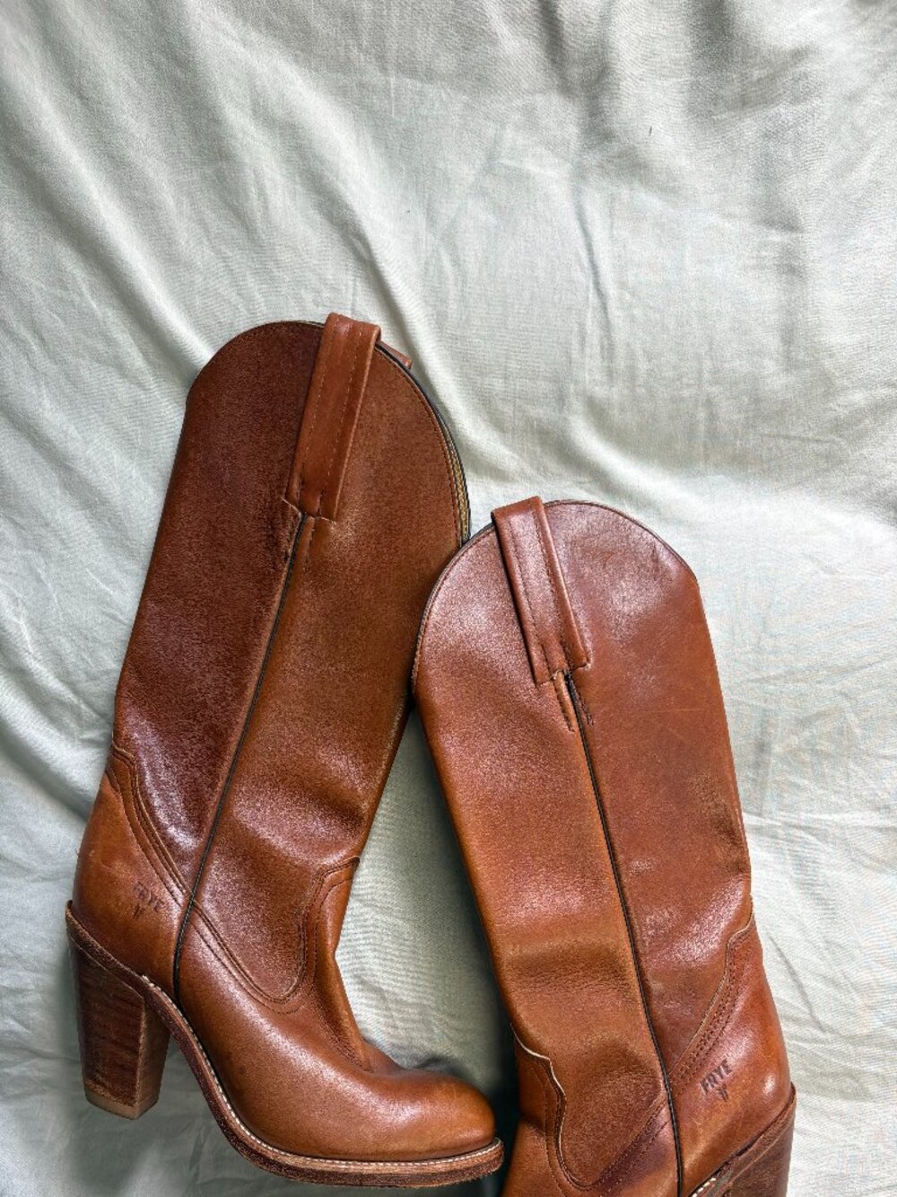 Frye Made in USA Brown Leather Western Cowboy Pull On Boots Womens 8B